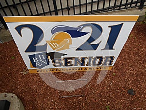 2021 BBN Senior graduation sign, Prospect Street, Cambridge, MA, USA